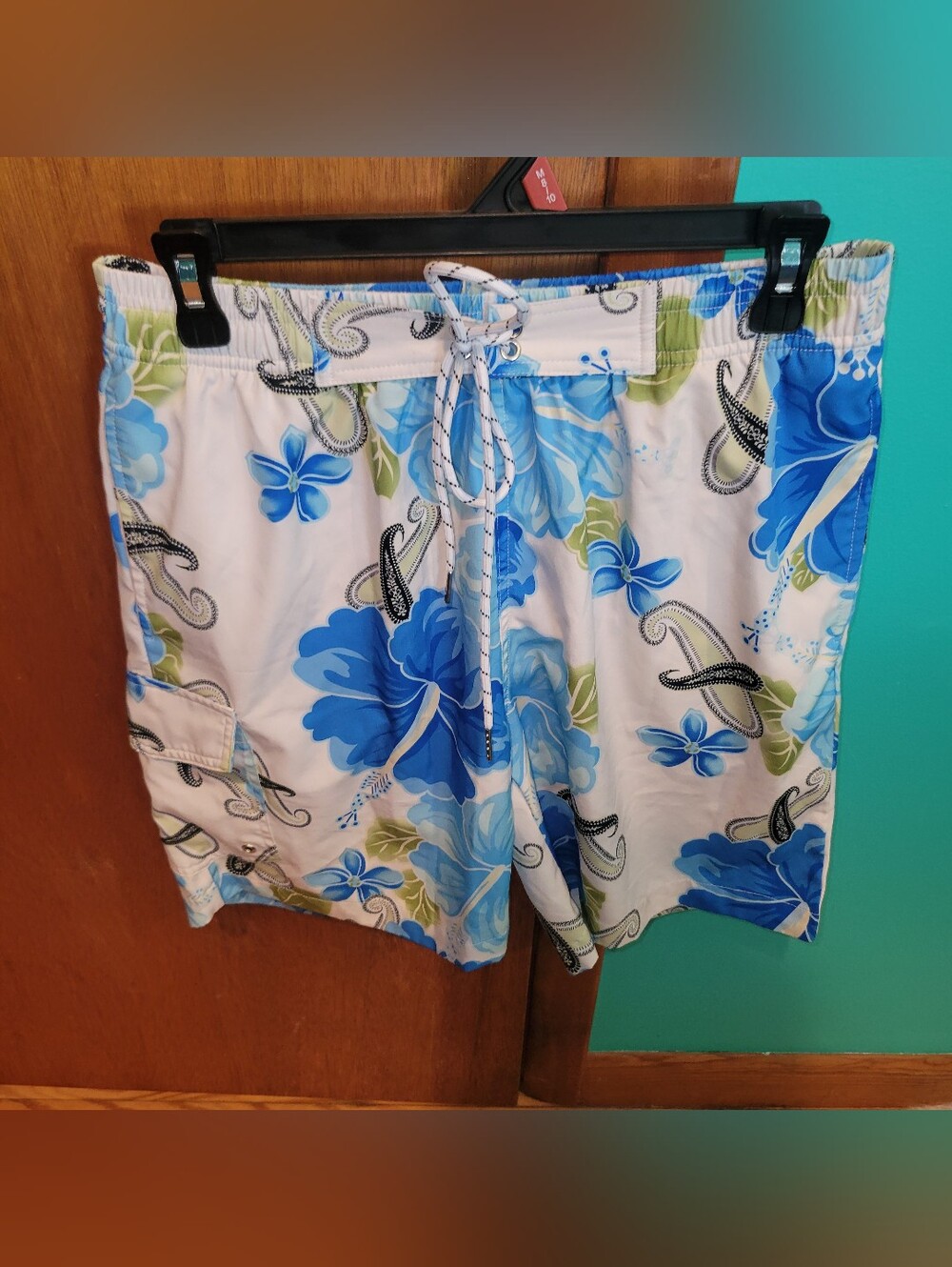 Blue Floral Swim Trunks